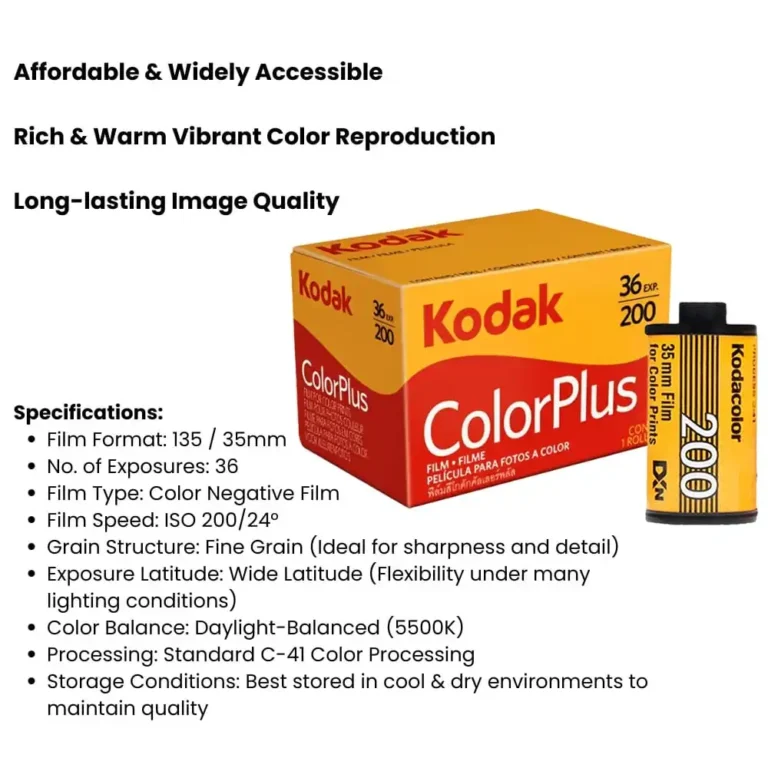 Kodak ColorPlus 200 35mm Film Photo Specifications