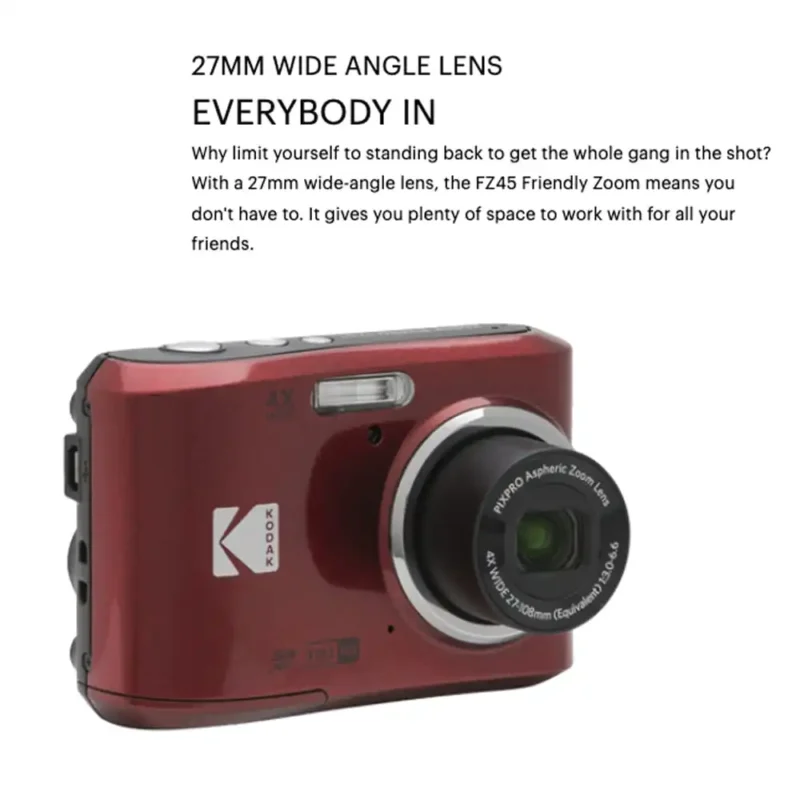 Kodak PIXPRO FZ45-Friendly Zoom Compact Digital Camera Red Function