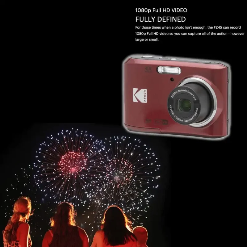 Kodak PIXPRO FZ45-Friendly Zoom Compact Digital Camera Red Function