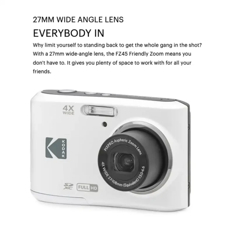 Kodak PIXPRO FZ45-Friendly Zoom Compact Digital Camera White Function