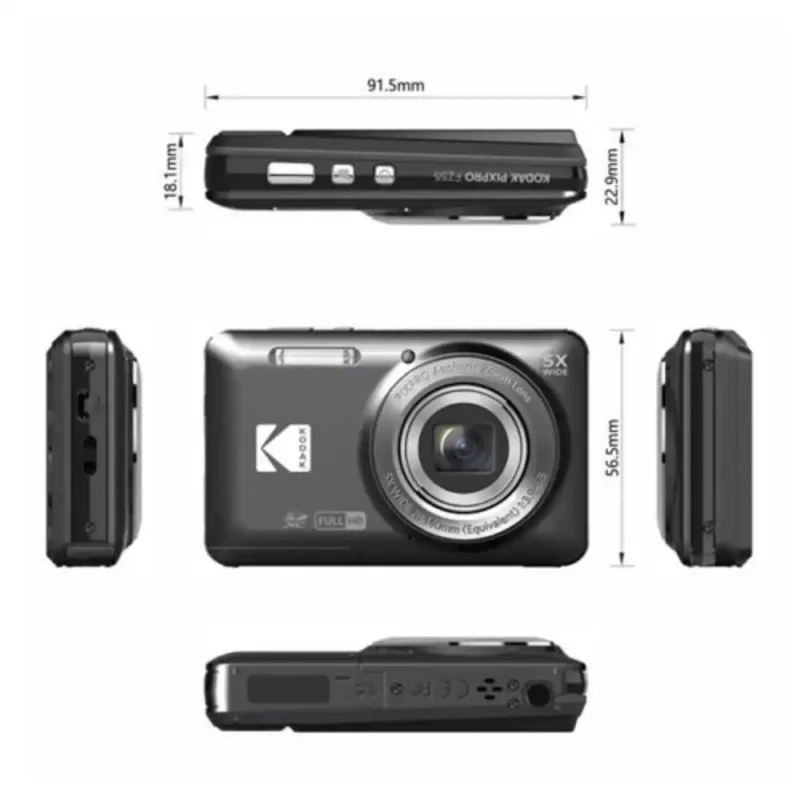 Kodak PIXPRO FZ55-Friendly Zoom Compact Digital Camera Black Size