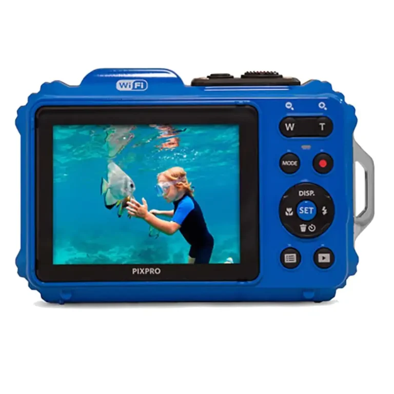 Kodak PIXPRO WPZ2 waterproof digital compact camera blue display