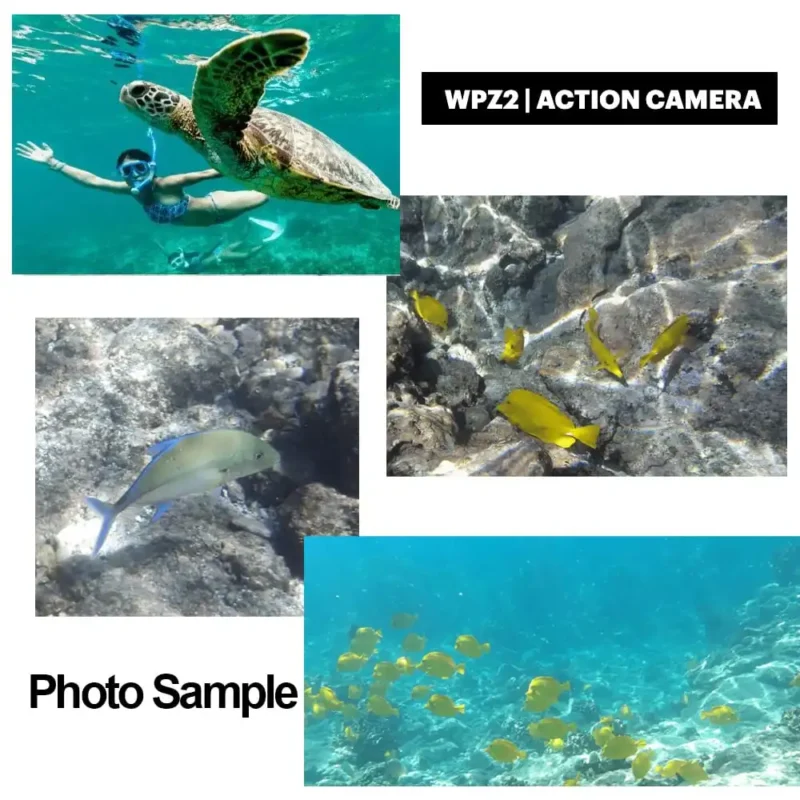 Kodak PIXPRO WPZ2 floating in crystal clear water with tropical fish swimming nearby