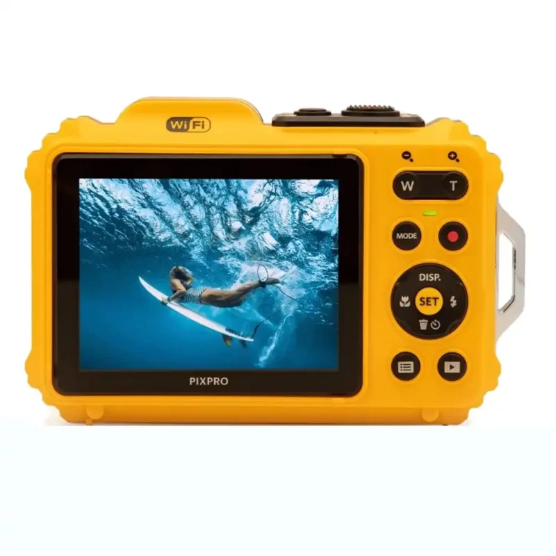 Kodak PIXPRO WPZ2 waterproof digital compact camera yellow display